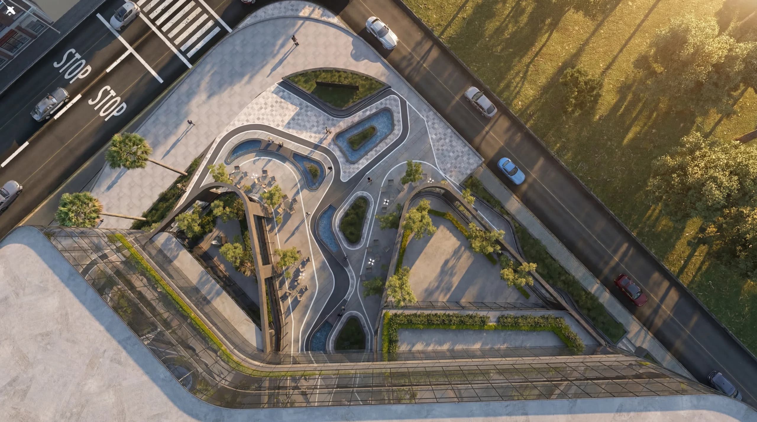 Landscaped Plaza from Above